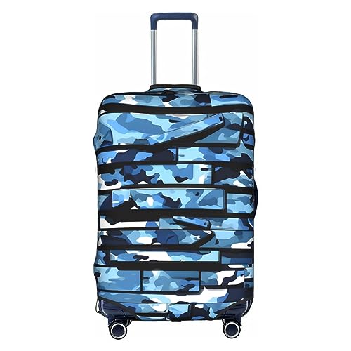 Gepäckabdeckung mit blauem Camouflage-Print, Kofferschutz, Reisekofferabdeckung für Kinder und Erwachsene, passend für 18-32 Zoll von asbwuo