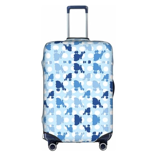 Gepäckabdeckung mit blauem Pudel-Punktemuster, Kofferschutz, Reisekofferabdeckung für Kinder und Erwachsene, passend für 18-32 Zoll von asbwuo