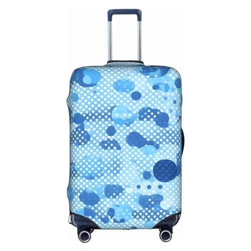 Gepäckabdeckung mit blauem Punktemuster, Kofferschutz, Reisekofferabdeckung für Kinder und Erwachsene, passend für 18-32 Zoll von asbwuo