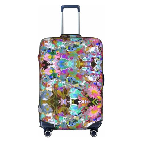 Gepäckabdeckung mit farbigem Blumendruck, Kofferschutz, Reisekofferabdeckung für Kinder und Erwachsene, passend für 18-32 Zoll von asbwuo