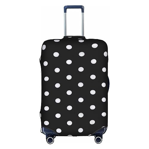 Gepäckabdeckung mit großem Punktdruck in Schwarz und Weiß, Kofferschutz, Reisekofferabdeckung für Kinder und Erwachsene, passend für 18-32 Zoll von asbwuo