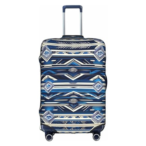 Gepäckabdeckung mit polynesischem Maori-Stammesmuster, blau, Kofferschutz, Reisekofferabdeckung für Kinder und Erwachsene, passend für 18–32 Zoll von asbwuo