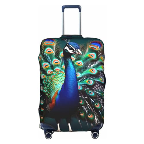 Gepäckabdeckung mit schönem Pfauendruck, Kofferschutz, Reisekofferabdeckung für Kinder und Erwachsene, passend für 18-32 Zoll von asbwuo