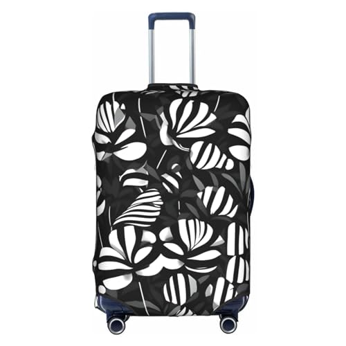 Gepäckabdeckung mit schwarz-weiß gestreiftem Blumendruck, Kofferschutz, Reisekofferabdeckung für Kinder und Erwachsene, passend für 18-32 Zoll von asbwuo