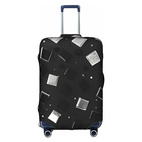 Gepäckabdeckung mit schwarz-weißem Glitzer-Print, Kofferschutz, Reisekoffer-Abdeckung für Kinder und Erwachsene, passend für 18-32 Zoll von asbwuo