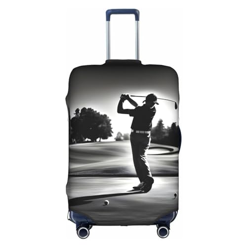 Gepäckabdeckung mit schwarz-weißem Golf-Print, Kofferschutz, Reisekoffer-Abdeckung für Kinder und Erwachsene, passend für 18-32 Zoll von asbwuo