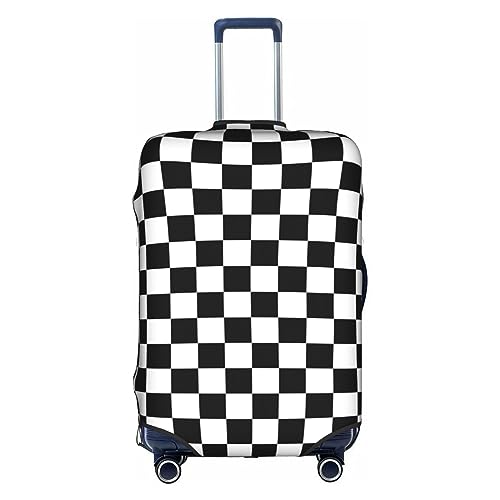 Gepäckabdeckung mit schwarz-weißem Karomuster, Kofferschutz, Reisekofferabdeckung für Kinder und Erwachsene, passend für 18-32 Zoll von asbwuo