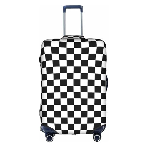 Gepäckabdeckung mit schwarz-weißem Karomuster, Kofferschutz, Reisekofferabdeckung für Kinder und Erwachsene, passend für 18-32 Zoll von asbwuo