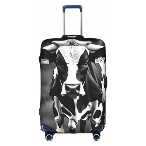 Gepäckabdeckung mit schwarz-weißem Kuh-Print, Kofferschutz, Reisekofferabdeckung für Kinder und Erwachsene, passend für 18-32 Zoll von asbwuo