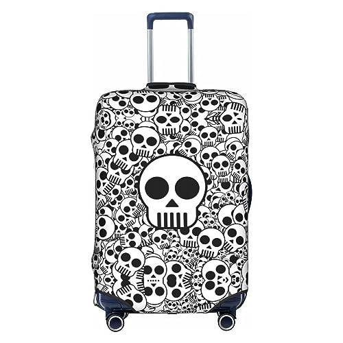 Gepäckabdeckung mit schwarz-weißem Totenkopf-Print, Kofferschutz, Reisekoffer-Abdeckung für Kinder und Erwachsene, passend für 18-32 Zoll, XL von asbwuo