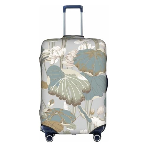 Gepäckabdeckung mit schwarzem Seerosen-Print, Kofferschutz, Reisekoffer-Abdeckung für Kinder und Erwachsene, passend für 18-32 Zoll von asbwuo