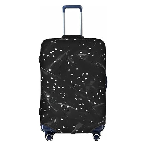 Gepäckabdeckung mit schwarzem und weißem Glitzerdruck, Kofferschutz, Reisekofferabdeckung für Kinder und Erwachsene, passend für 18-32 Zoll von asbwuo