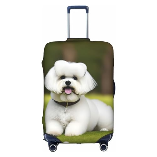 Gepäckabdeckung mit süßem Bichon Frise-Hundedruck, Kofferschutz, Reisekoffer-Abdeckung für Kinder und Erwachsene, passend für 18-32 Zoll von asbwuo