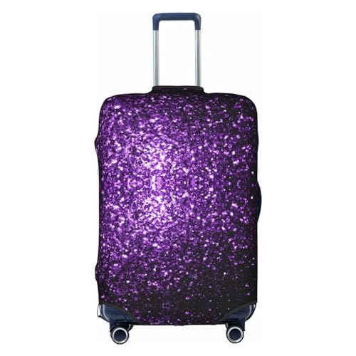 Gepäckabdeckung mit wunderschönem lila Glitzer-Print, Kofferschutz, Reisekoffer-Abdeckung für Kinder und Erwachsene, passend für 18-32 Zoll, klein, weiß von asbwuo