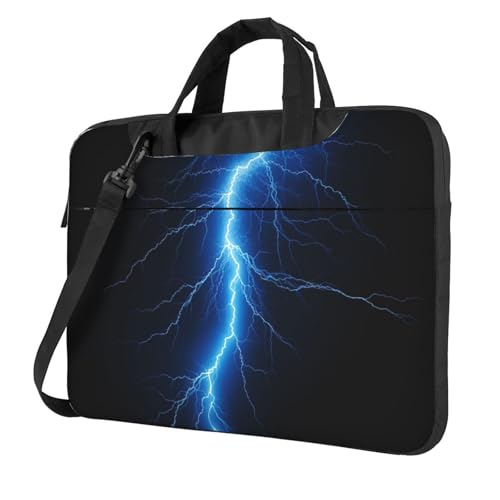 Laptop-Umhängetasche für Herren und Damen, wasserdichte Aktentasche, Messenger Bag, Blue Lightning, Laptop-Hülle mit Riemengriff von asbwuo