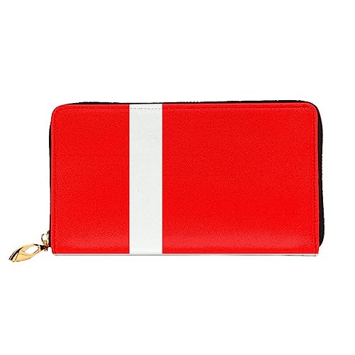 asbwuo Dänemark Ledergeldbörse für Herren mit dänischem Flaggendruck, schmale zweifach gefaltete Geldbörse mit durchgehendem Druckdesign, sicherer Reißverschluss, RFID-blockierend von asbwuo