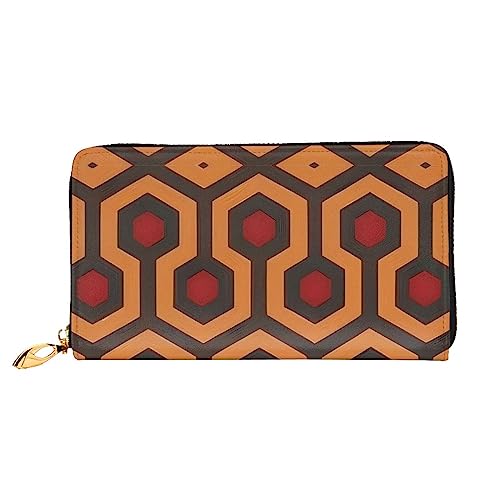 asbwuo Glänzendes Lederportemonnaie mit Overlook-Print für Herren, schmale Bifold-Geldbörse mit durchgehendem Print-Design, sicherer Reißverschluss, RFID-Blockierung von asbwuo