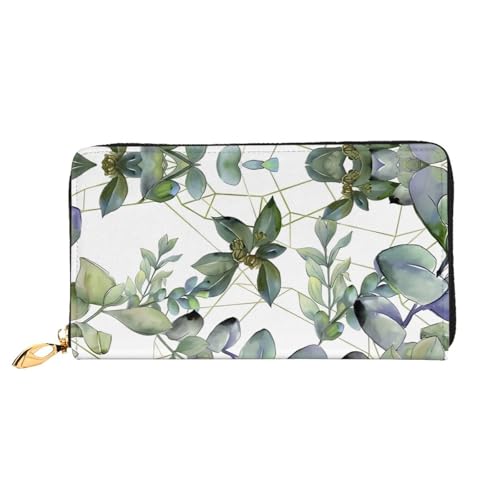 asbwuo Grüne Lederbrieftasche mit Eukalyptusblättern-Print für Herren, schmale Bifold-Geldbörse mit Volldruck-Design, sicherer Reißverschluss, RFID-Blockierung asbwuo Grüne Lederbrieftasche mit Eukalyptusblättern-Print für Herren, schmale Bifold-Geldbörse mit Volldruck-Design, sicherer Reißverschluss, RFID-Blockierung von asbwuo