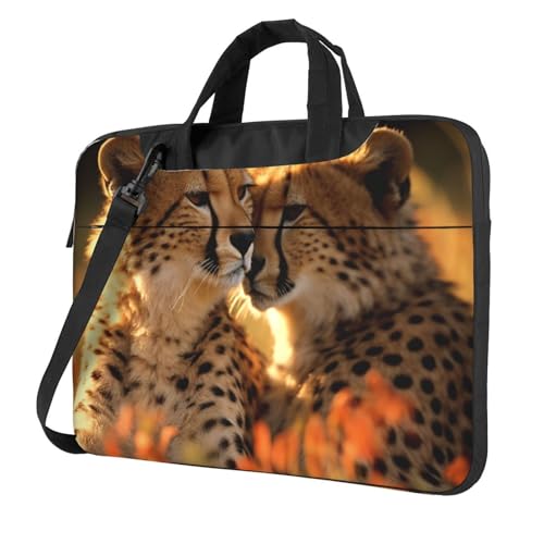 asbwuo Laptop-Umhängetasche für Herren und Damen, wasserdichte Aktentasche, Messenger Bag, Cheetah Love, Laptop-Hülle mit Riemengriff von asbwuo