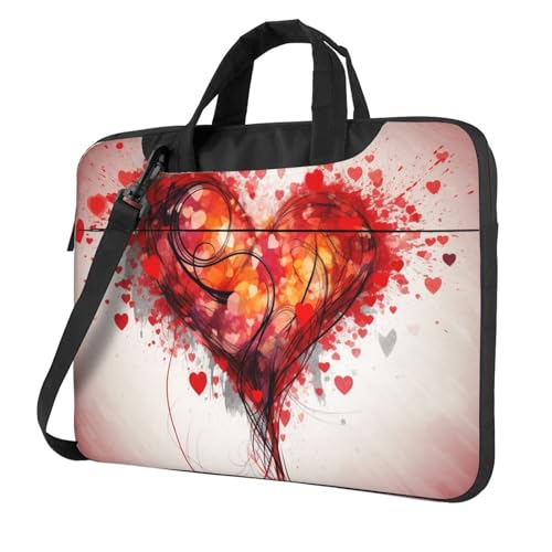 asbwuo Laptop-Umhängetasche für Herren und Damen, wasserdichte Aktentasche, Messenger-Tasche, abstraktes Herz, Laptop-Hülle mit Riemengriff von asbwuo