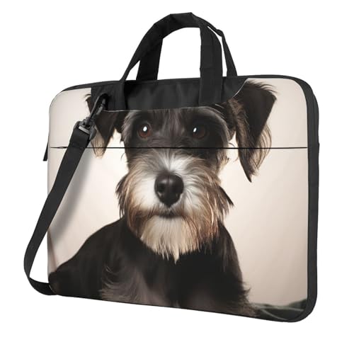 asbwuo Laptop-Umhängetasche für Männer und Frauen, wasserdichte Aktentasche, Messenger Bag, süße Schnauzer-Laptop-Hülle mit Riemengriff von asbwuo