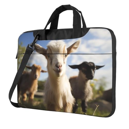 asbwuo Laptop-Umhängetasche für Männer und Frauen, wasserdichte Aktentasche, Messenger Bag, süße Ziegen-Laptop-Hülle mit Riemengriff von asbwuo