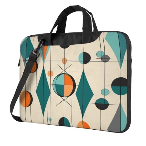asbwuo Laptop-Umhängetasche für Männer und Frauen, wasserdichte Aktentasche, Messenger-Tasche, geometrische Laptop-Hülle im Mid-Century-Stil mit Riemengriff von asbwuo