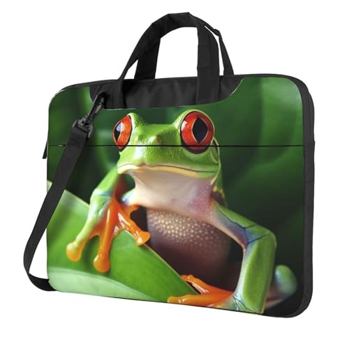 asbwuo Laptop-Umhängetasche für Männer und Frauen, wasserdichte Aktentasche, Messenger-Tasche, niedlicher Frosch, Laptop-Hülle mit Riemengriff von asbwuo
