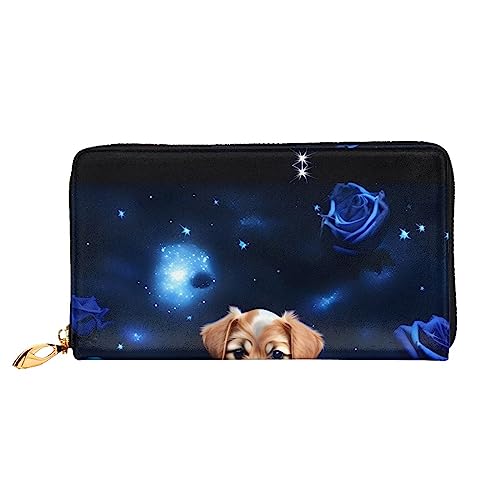 asbwuo Ledergeldbörse für Herren mit Puppy Blue Rose Print, schmale zweifach gefaltete Geldbörse mit durchgehendem Print-Design, sicherer Reißverschluss, RFID-Blockierung asbwuo Ledergeldbörse für Herren mit Puppy Blue Rose Print, schmale zweifach gefaltete Geldbörse mit durchgehendem Print-Design, sicherer Reißverschluss, RFID-Blockierung von asbwuo