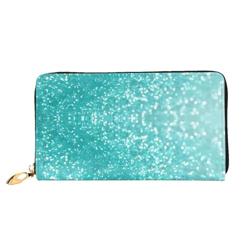 asbwuo Ledergeldbörse mit Glitzerprint für Herren, schmale zweifach gefaltete Geldbörse mit durchgehendem Print-Design, sicherer Reißverschluss, RFID-Blockierung von asbwuo