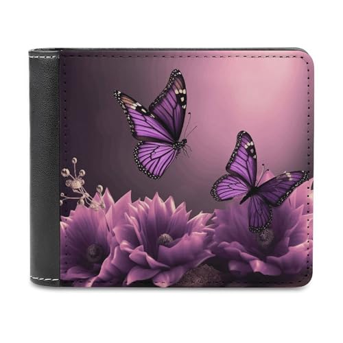 asbwuo PU-Geldbörse für Herren, personalisierte Kartenhalter-Geldbörse, lustige Herren-Geldbörsen mit 3D-Blumen- und lila Schmetterlingsdruck für Arbeit, Reisen und den täglichen Gebrauch asbwuo PU-Geldbörse für Herren, personalisierte Kartenhalter-Geldbörse, lustige Herren-Geldbörsen mit 3D-Blumen- und lila Schmetterlingsdruck für Arbeit, Reisen und den täglichen Gebrauch von asbwuo
