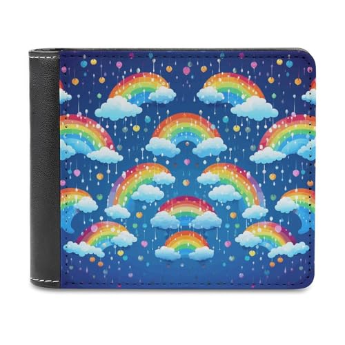 asbwuo PU-Geldbörse für Herren, personalisierte Kartenhalter-Geldbörse, lustiges Regenbogenwolken-Regentropfen-Print, Herren-Geldbörsen für Arbeit, Reisen und den täglichen Gebrauch asbwuo PU-Geldbörse für Herren, personalisierte Kartenhalter-Geldbörse, lustiges Regenbogenwolken-Regentropfen-Print, Herren-Geldbörsen für Arbeit, Reisen und den täglichen Gebrauch von asbwuo