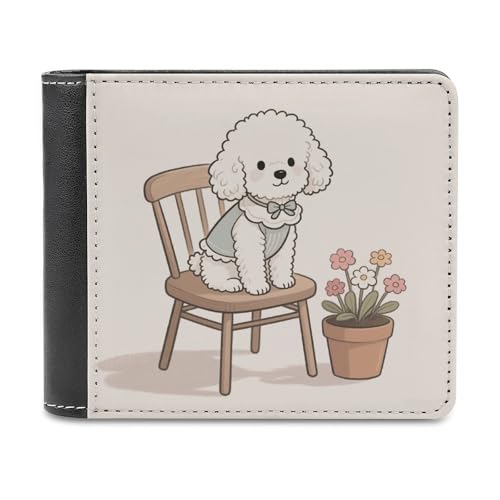 asbwuo PU-Geldbörse für Herren, personalisierte Kartenhalter-Geldbörse mit lustigem ChairPup-Print, Herren-Geldbörsen für Arbeit, Reisen und den täglichen Gebrauch von asbwuo