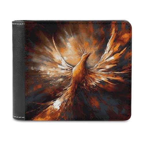 PU-Geldbörse für Herren, personalisierte Kartenhalter-Geldbörse mit lustigem abstraktem Phoenix-Print, Herren-Geldbörsen für Arbeit, Reisen und den täglichen Gebrauch von asbwuo