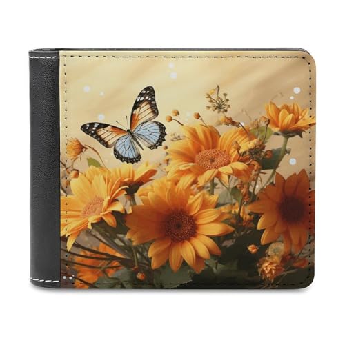 asbwuo Pu-Geldbörse für Herren, personalisierte Kartenhalter-Geldbörse, lustige süße Sonnenblumen- und Schmetterlings-Print-Herren-Geldbörsen für Arbeit, Reisen und den täglichen Gebrauch asbwuo Pu-Geldbörse für Herren, personalisierte Kartenhalter-Geldbörse, lustige süße Sonnenblumen- und Schmetterlings-Print-Herren-Geldbörsen für Arbeit, Reisen und den täglichen Gebrauch von asbwuo