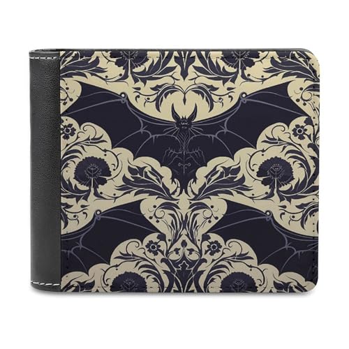 Pu-Geldbörse für Herren, personalisierte Kartenhalter-Geldbörse, lustiger Fledermaus-Musterdruck, Herren-Geldbörsen für Arbeit, Reisen und den täglichen Gebrauch von asbwuo