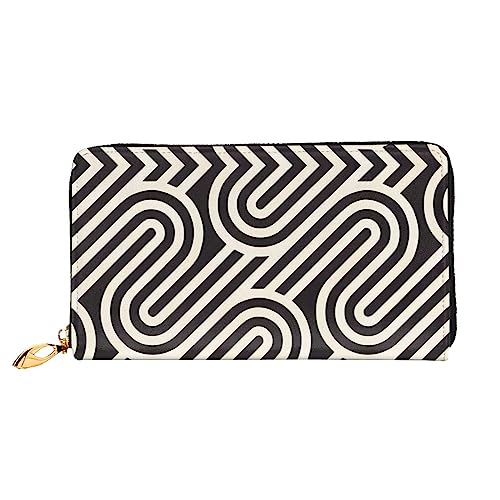 asbwuo Schwarze Herren-Geldbörse aus Leder mit gewölbter Struktur und Print, schmale Bifold-Geldbörse mit durchgehendem Print-Design, sicherer Reißverschluss, RFID-Blockierung von asbwuo