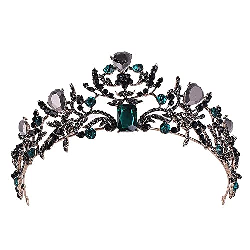 Haarkronen für Damen, bronzefarben, grüner Kristall, Hochzeit, Brautschmuck, Tiara, Haarband, Prinzessin, schwarze Krone, Vintage-Stil, Braut-Kopfschmuck, Haarschmuck, Krone von asdchZen