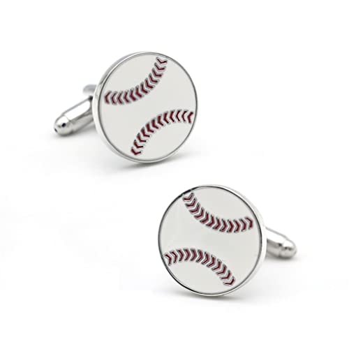 Jewelry Herren-Manschettenknöpfe, Baseball-Manschettenknöpfe, weiß, sportliches Design, Messingmaterial, Herren-Manschettenknöpfe, Hochzeit, Party, Manschettenknöpfe, Einheitsgröße von asdchZen