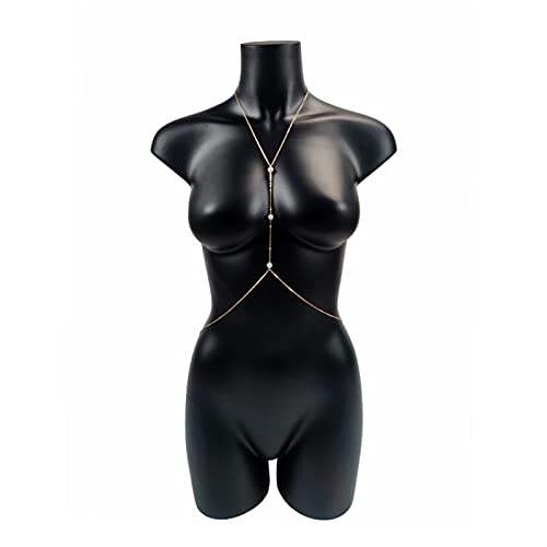 Körperkette – Perlen-Körperschmuck, sexy Brustkette, Bikini, Bauchketten für Frauen, Kreuz-Taille, weiblicher Körperanzug, Mädchen, Mode, Strand-Körperschmuck von asdchZen