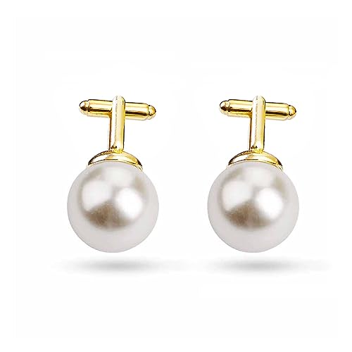 Pearl Cufflinks Herren Runde Weiße Perlen Manschettenknöpfe Damen Groß Glänzend Business Hemd Manschettenknöpfe Hochzeit Set (1) von asdchZen