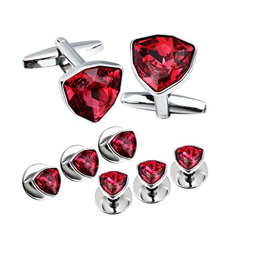 Schmuck-Set für Herren, Manschettenknöpfe und Ohrstecker, tolles Geschenk für Hochzeit, schwarz-rotes Hemd-Zubehör, S von asdchZen