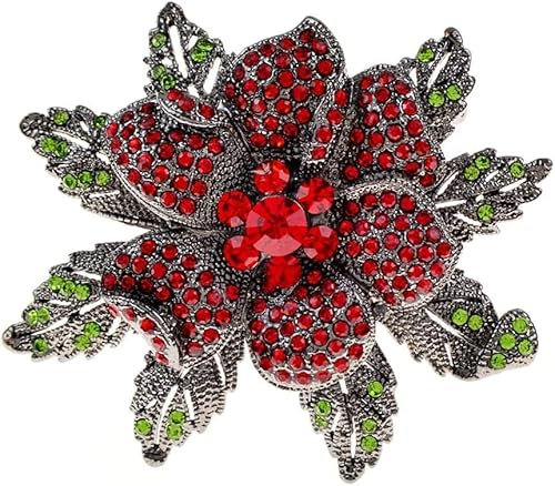 Strass-Broschen Mit Großen Roten Blumen Für Damen, Vintage-Mode, Pin-Brosche, Schwarz Plattiert, Wintermantel-Schmuck (Wie Das Bild Zeigt) von asdchZen