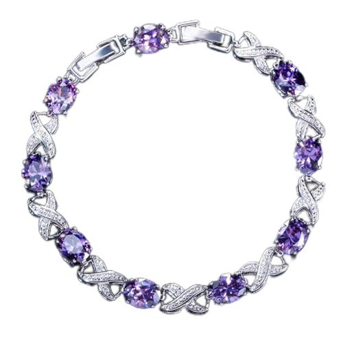 asdchZen Modische Armbänder, trendig, bunt, weiß, oval, Zirkonia, rund, für Bankett, Abschlussball, Party, Zirkonia, Pavé-Schmuck, Armbänder, Geburtstagsgeschenk, Colorful von asdchZen