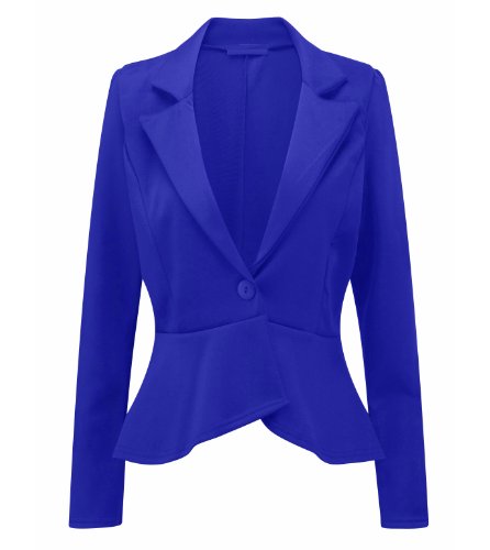 AS Fashion Damen-Schößchenjacke, Blazer mit einem Knopf, Bürokleidung Gr. 42, blau von asfashion online