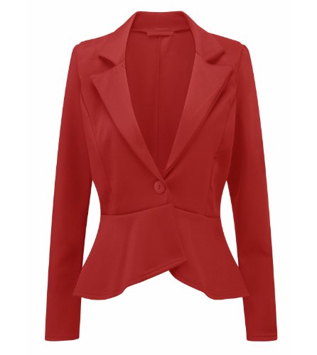 AS Fashion Damen-Schößchenjacke, Blazer mit einem Knopf, Bürokleidung Gr. 42, rot von asfashion online