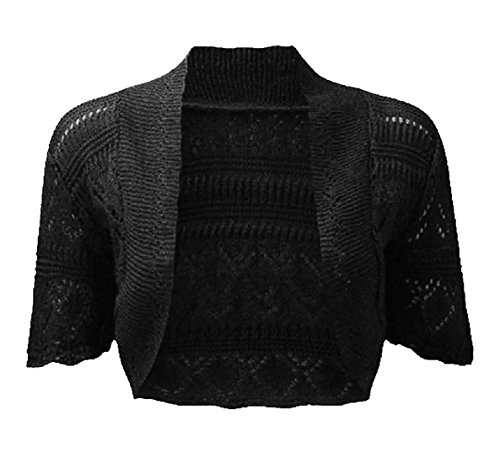 Damen Strick-Bolero, Kurzarm, Übergröße, Größen 44-46 Gr. 42-44, Schwarz von asfashion online