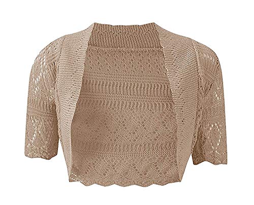 Neu Damen Übergröße Gehäkelt Gestrickt Bolero Schulterjacke Sommer Farben - Mokka, 44-46 von asfashion online