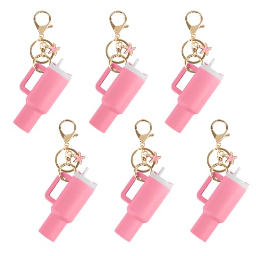 Aspire 6PCS Mini Tumbler -Schlüsselanhänger mit unterschiedlichem Charme, niedliche Tassenzubehör, Geldbeutel -Handtaschen -Rucksack -Charme für Lippenbalsam von aspire