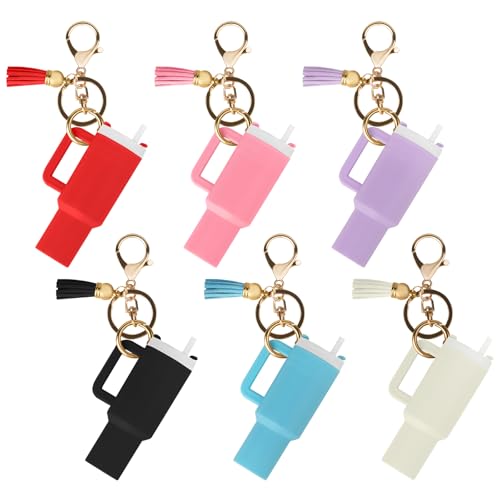 Aspire 6PCS Mini Tumbler -Schlüsselanhänger mit unterschiedlichem Charme, niedliche Tassenzubehör, Geldbeutel -Handtaschen -Rucksack -Charme für Lippenbalsam von aspire